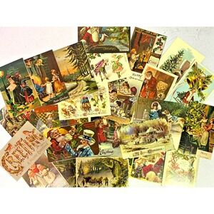 Antique Victorian Replica Christmas Postcards‎ (23) Ephemera Junk Journal